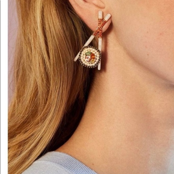 BAUBLE BAR “SUSHI /CHOPSTICKS” SPARKLY PIERCED EARRINGS - Picture 4 of 6